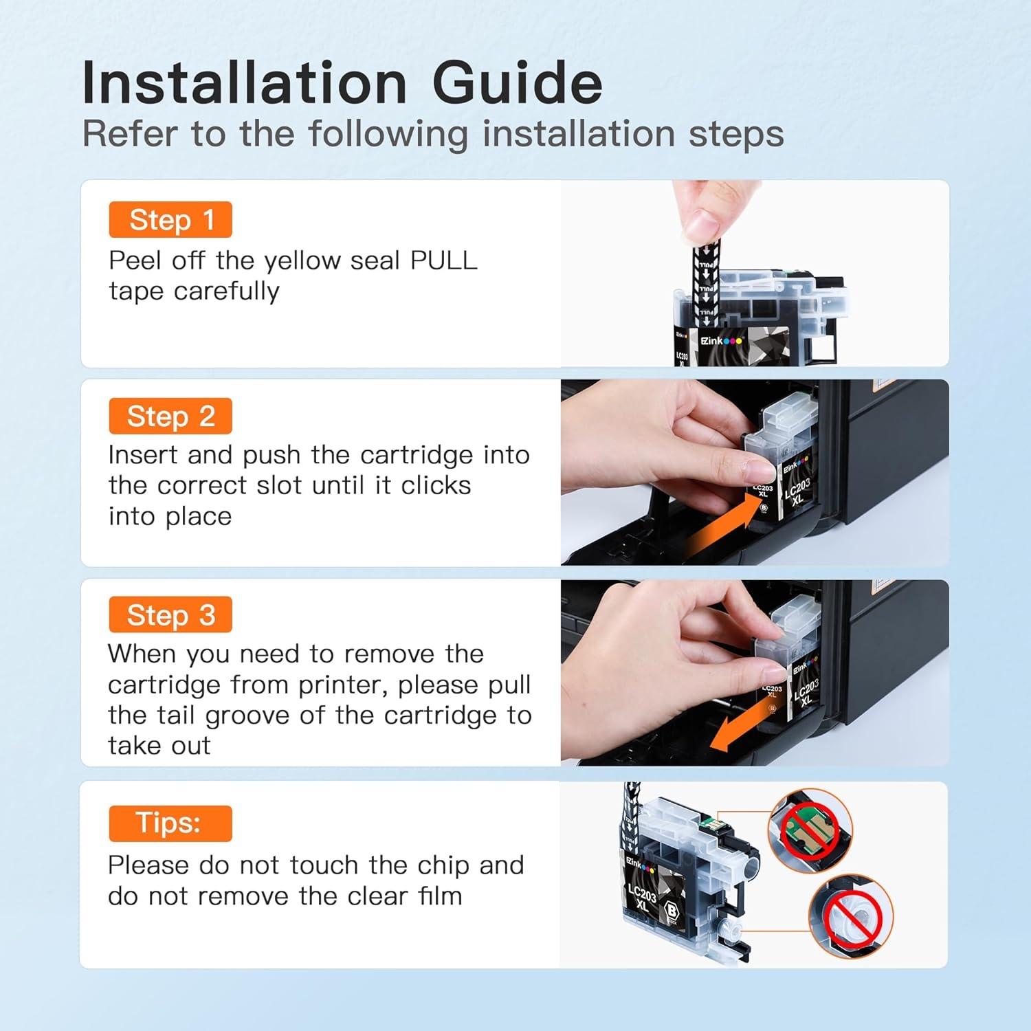 image:imageEZ Ink LC203XL Compatible Ink Cartridges Replacement for Brother LC203 XL LC201 to use with MFCJ480DW MFCJ880DW MFCJ4420DW MFCJ680DW MFCJ885DW Black Cyan Magenta Yellow 10 Pack