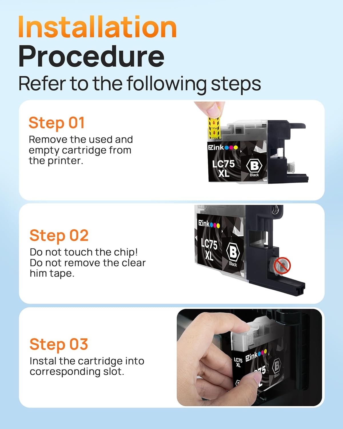 image:imageEZ Ink LC75XL Ink Cartridges Compatible for Brother LC75 Ink Cartridge LC 75 LC71 LC79 XL to Use with Brother MFCJ430W MFCJ6510DW MFCJ6710DW 20 Pack 8 Black 4 Cyan 4 Magenta 4 Yellow