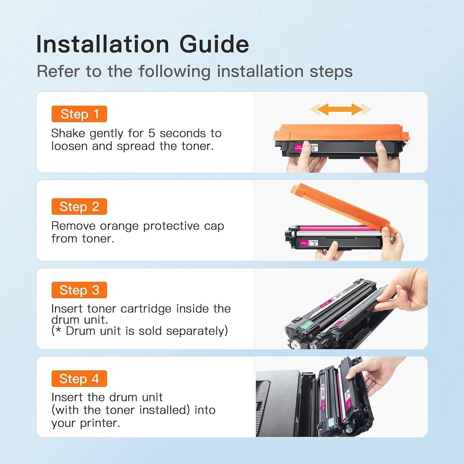 image:imageEZ Ink TN225 Toner Cartridge Replacement for Brother TN225 Toner Cartridges TN 225 TN225 TN225 Work for HL3140CW HL3170CDW MFC9330CDW MFC9340CDW MFC9130CW 3 Pack Cyan Magenta Yellow