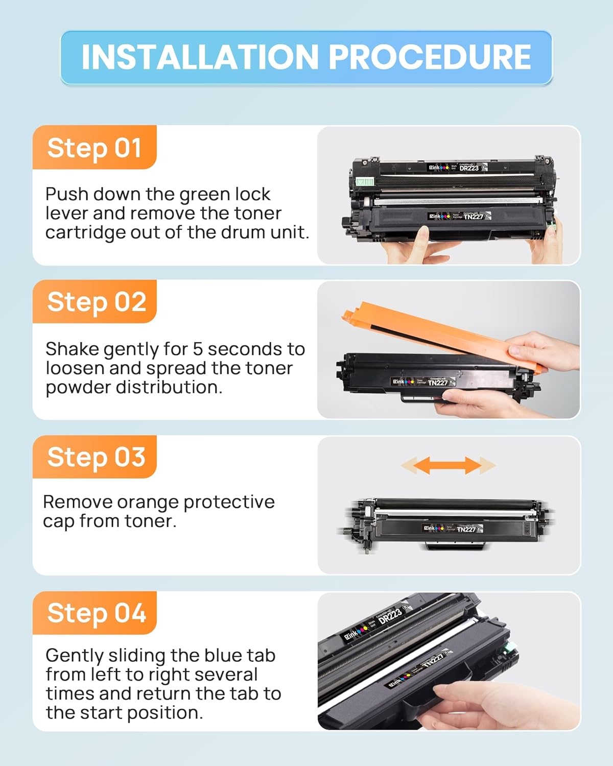 image:imageEZ Ink TN227 Compatible Toner Cartridge Replacement for TN227BKCMY High Yield Brother TN227 TN227BK TN223 to use with HLL3270CDW HLL3230CDW HLL3210CW HLL3290CDW MFCL3710CDW 4 Pack