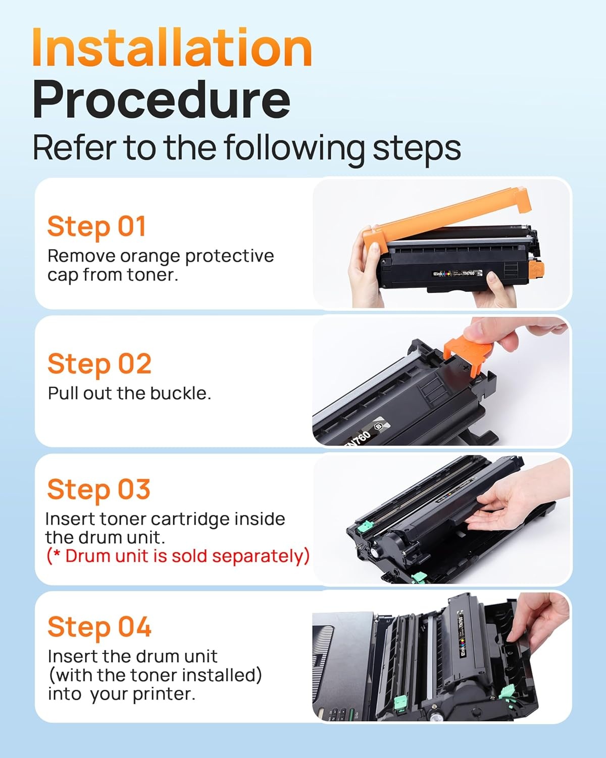image:imageEZ Ink TN760 Toner Cartridge with Chip Replacement for Brother TN760 TN730 TN730 TN760 Toner for Brother DCPL2550DW HLL2350DW L2395DW L2390DW L2370DW MFCL2710DW L2750DW L2730DW Printer 1 Pack