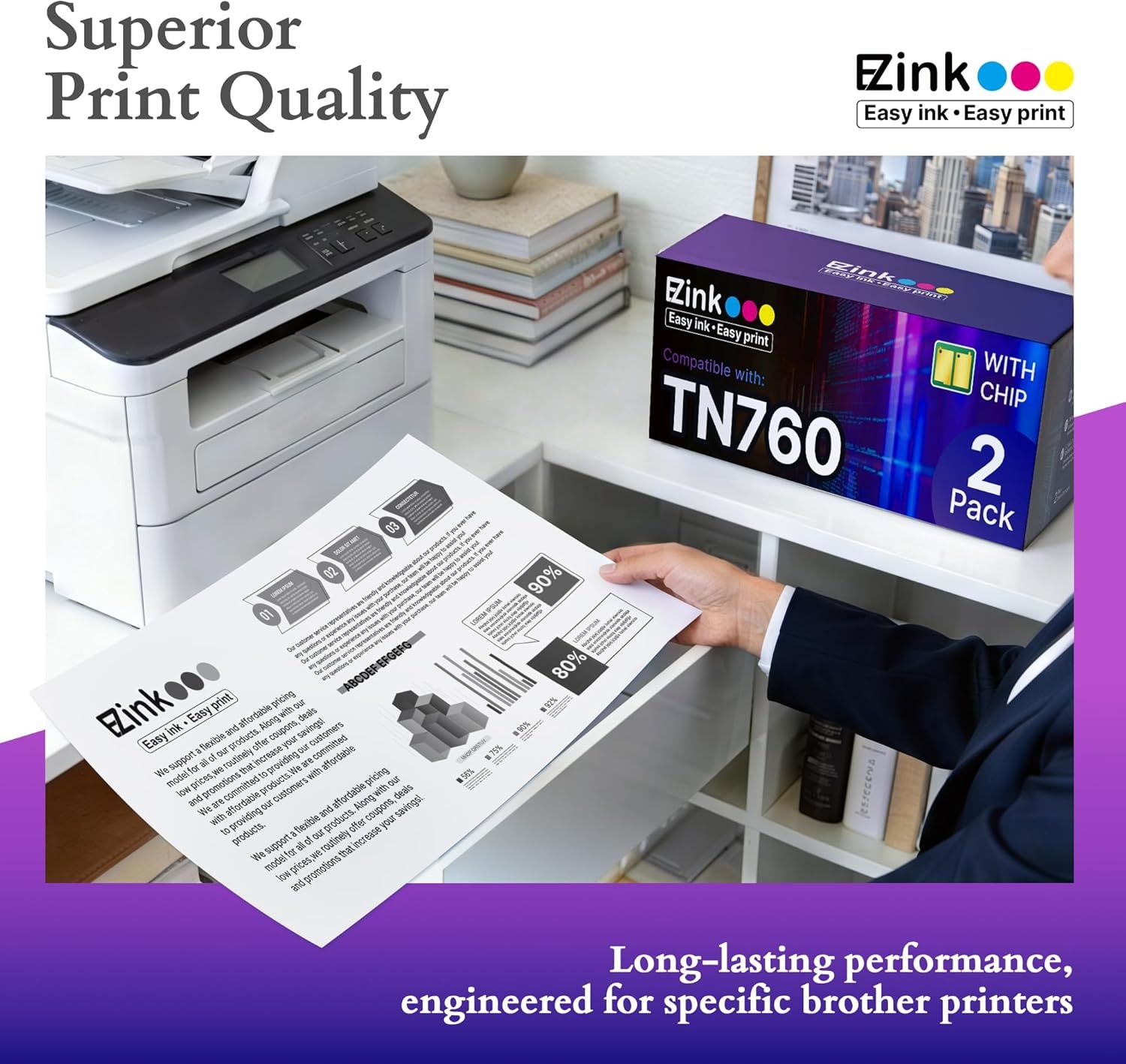 image:imageEZ Ink TN760 Toner for Brother Printer Compatible for Brother TN760 TN730 TN730 Toner Cartridges to Use with MFCL2710DW MFCL2750DW HLL2350DW HLL2370DW HLL2395DW L2390DW DCPL2550DW 2 Black