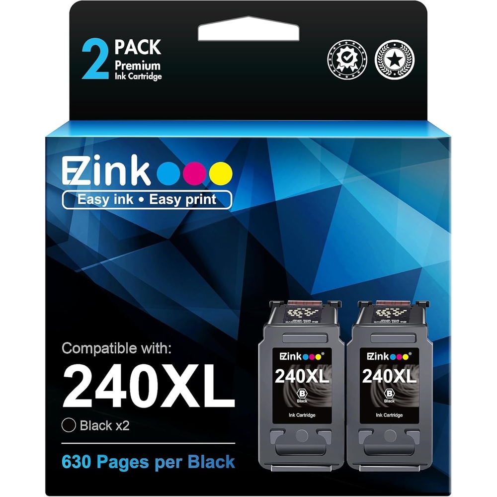 image:image240XL Ink Cartridge Replacement for Canon 240XL Black Ink Cartridge PG240XL PG240 Works with PIXMA PIXMA MG3620 TS5120 MG3520 MG3220 MG2120 MG4220 MX392 MX452 MX522 Printer 2 Pack Black