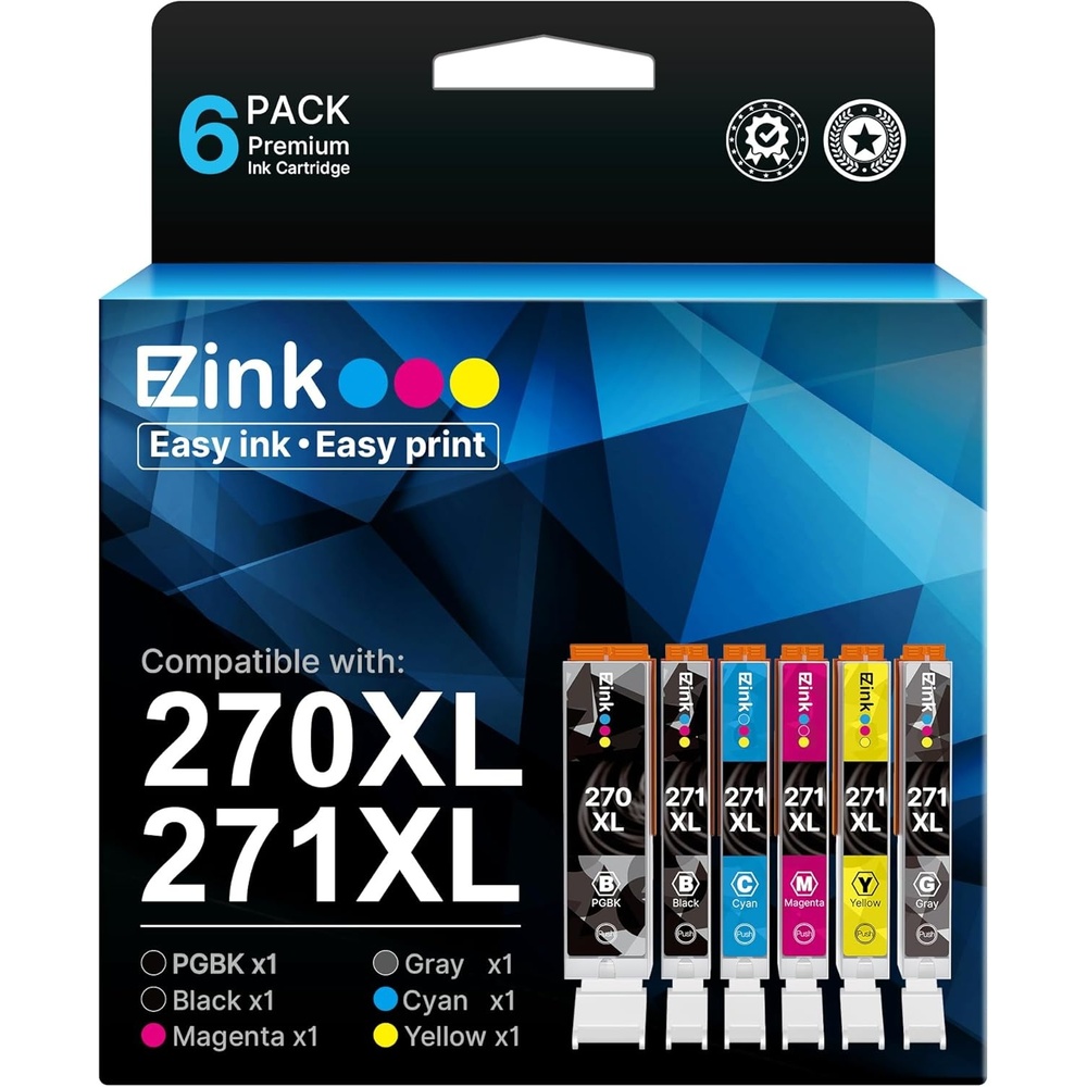 image:image270 271 XL Ink Cartridges Compatible for Canon PGI270XL CLI271XL Combo Pack to use with Pixma MG7720 TS9020 TS8020 TS5020 TS6020 MG5720 MG5721 MG5722 MG6820 MG6821 MG6822 6 Color PGBKBKCMYGY