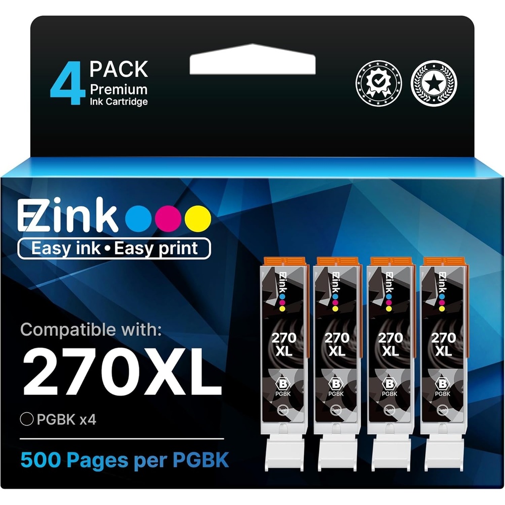 image:image270XL 270 XL PGBK Ink Cartridges Compatible for Canon 270XL PGI270XL PGI270 270 XL Black Ink to use with Pixma TS9020 TS6020 TS5020 MG7720 MG6820 MG5720 MG5721 MG5722 MG6821 MG6822 TS80204 Pack