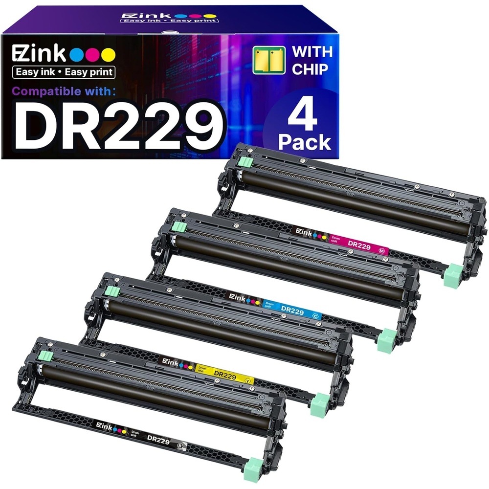 image:imageEZ Ink Compatible DR229CL Drum Unit Not Toner Replacement for Brother DR229CL use with TN229 TN229xl Compatible with Brother MFCL3780CDW MFCL3720CDW HLL3220CDW HLL3280CDW Printer 4 Pack
