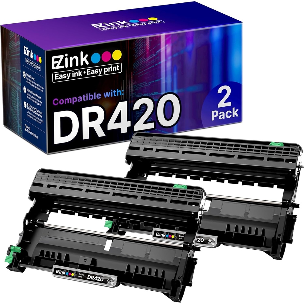 image:imageEZ Ink Compatible Drum Unit Not Toner for Brother DR420 DR 420 DR420 for HL2270DW HL2280DW HL2230 HL2240 MFC7360N MFC7860DW DCP7065DN Intellifax 2840 Printer BlackHigh Yield 2 Pack