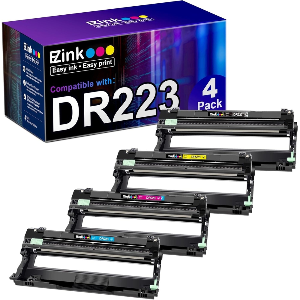 image:imageEZ Ink Compatible Drum Unit Replacement for Brother DR223CL DR223 DR223 Compatible with MFCL3770CDW MFCL3750CDW HLL3230CDW HLL3290CDW HLL3210CW Black Cyan Magenta Yellow 4 Pack
