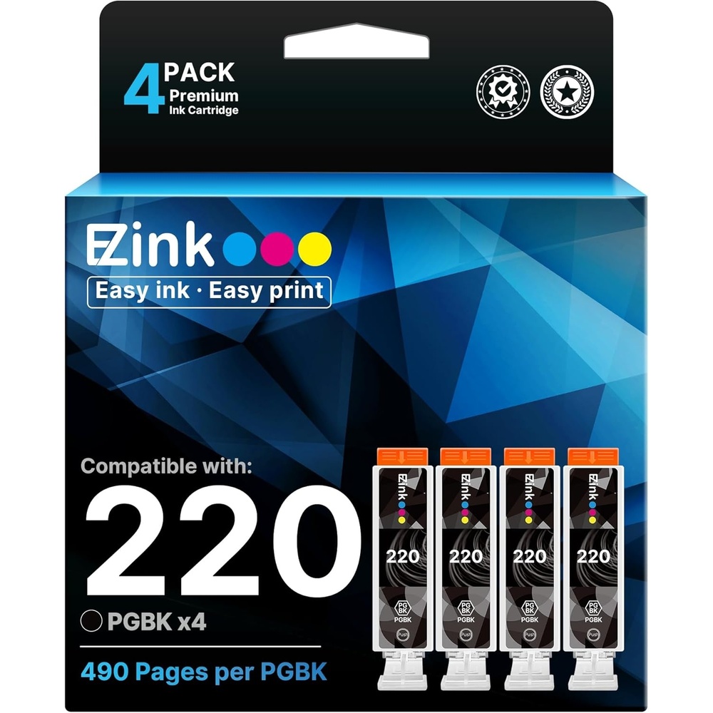 image:imageEZ Ink Compatible Ink Cartridge Replacement for Canon PGI220 PGI220 to use with MX860 MX870 MP560 MP620 MP640 MP980 MP990 IP3600 IP4600 iP4700 Printer Large Black 4 Pack