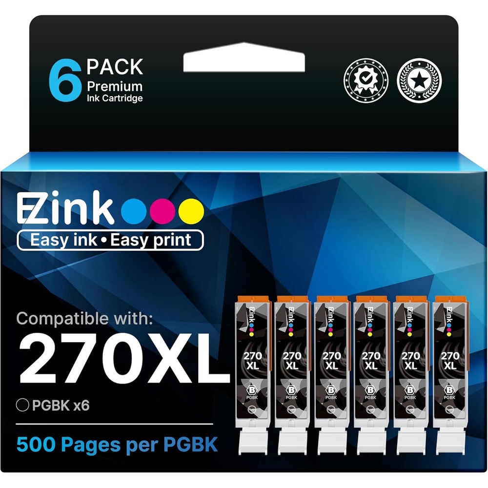 image:imageEZ Ink Compatible Ink Cartridge Replacement for Canon PGI270XL PGI 270 XL to use with MG6821 TS6020 MG6820 MG5720 MG5721 MG5722 TS5020 TS8020 TS9020 MG7720 Printer 6 PGBK