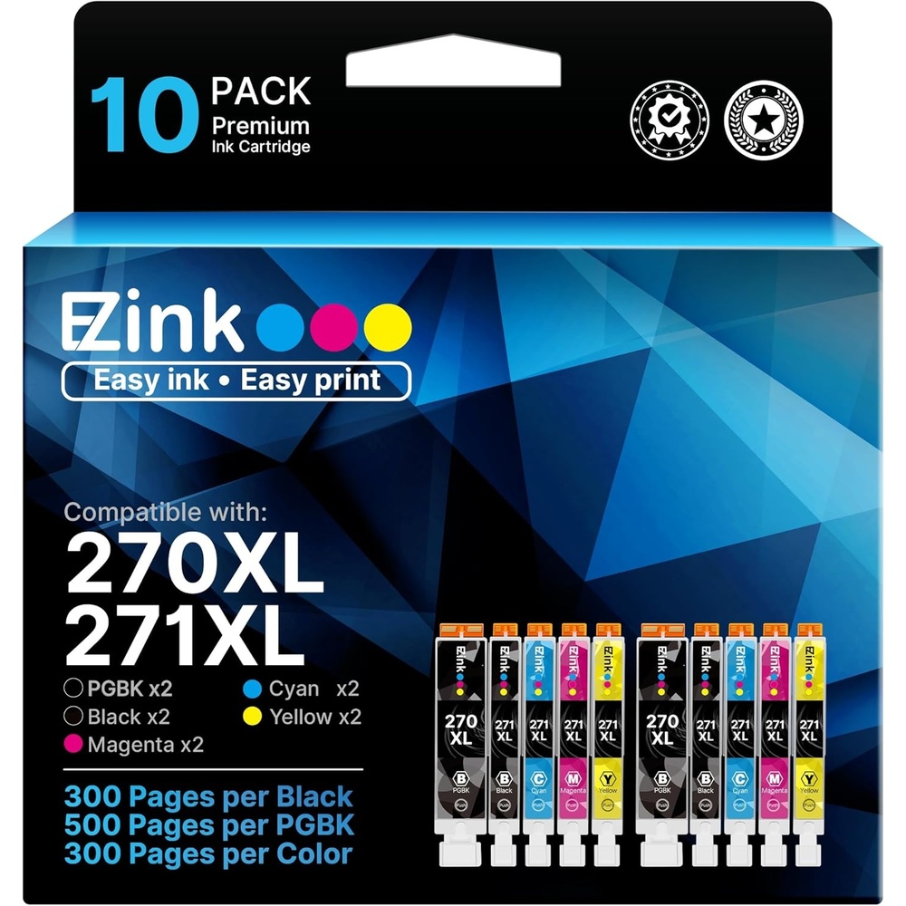 image:imageEZ Ink Compatible Ink Cartridges Replacement for Canon 270 271 XL to use with PIXMA MG5720 MG5721 MG5722 MG6820 MG6821 MG6822 TS5020 TS6020 2 Large Black2 Small Black2 Cyan2 Magenta2 Yellow
