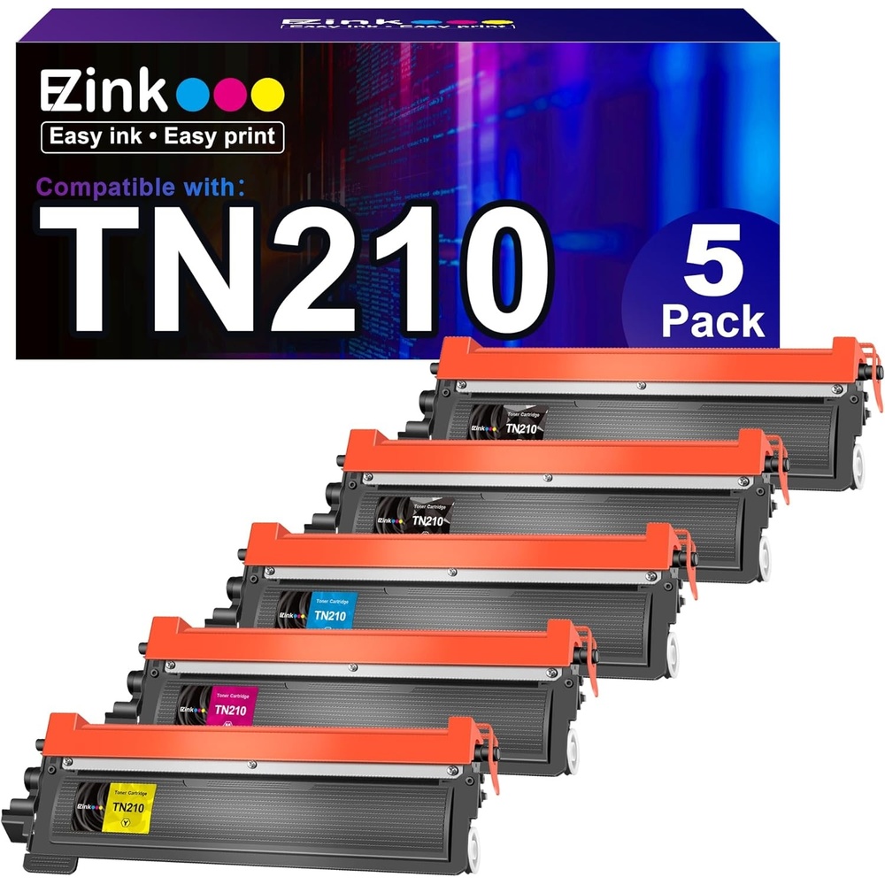image:imageEZ Ink Compatible Toner Cartridge Replacement for Brother TN210 TN210 to use with HL3040CN HL3070CW HL3075CW DCP9010CN MFC9010CN MFC9320CW 2 Black 1 Cyan 1 Magenta 1 Yellow 5 Pack