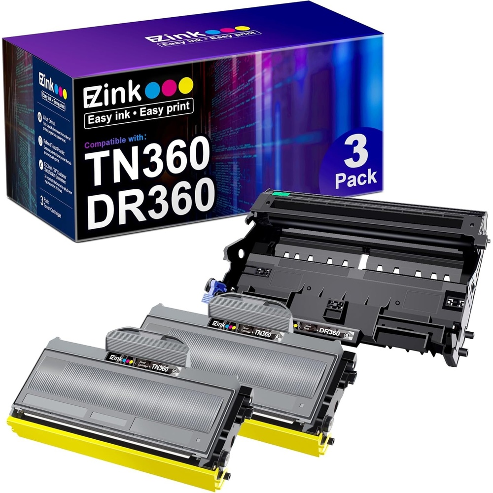 image:imageEZ Ink Compatible Toner Cartridge amp Drum Unit Replacement for Brother TN360 TN330 DR360 DR360 High Yield Compatible with DCP7040 DCP7030 MFC7840W HL2140 MFC73402 Toner 1 Drum Unit