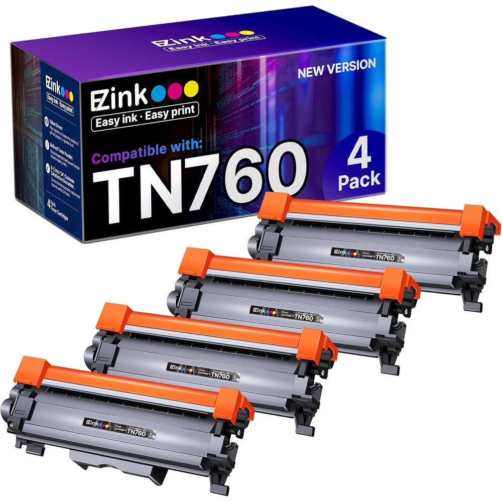 image:imageEZ Ink TN760 Toner for Brother Printer Compatible for Brother TN760 TN730 TN730 Toner Cartridges to Use with MFCL2710DW MFCL2750DW HLL2350DW HLL2370DW HLL2395DW L2390DW DCPL2550DW 4 Black