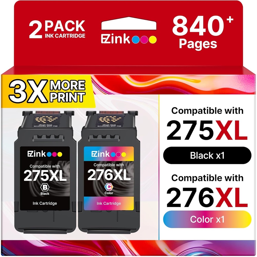 image:imagePG275XL CL276XL Ink Cartridges Combo Pack Replacement for Canon 275 and 276 Ink Cartridges PG275 CL276 275XL 276XL for PIXMA TR4720 TS3522 TS3500 TR4700 TR4722 TS3720 Printer Black Color 2Pack
