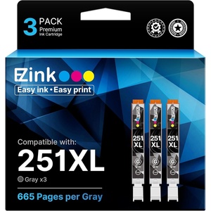 image:imageCompatible Ink Cartridge Replacement for CLI251XL CLI 251 XL to use with PIXMA MG6320 MG7120 MG7520 IP8720 Gray 3 Pack