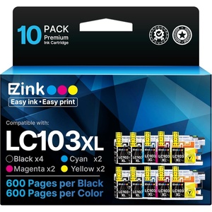 image:imageEZ Ink Compatible Ink Cartridge Replacement for Brother LC103XL Ink Cartridges LC103 XL LC103BK LC101 LC 103 to Use with MFCJ870DW MFCJ470DW MFCJ6920DW MFCJ6520DW MFCJ450DW 10 Pack