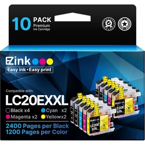 image:imageEZ Ink Compatible Ink Cartridge Replacement for Brother LC20E XXL for use with MFCJ985DW MFCJ775DW MFCJ5920DW MFCJ985DWXL MFCJ775DWXL4 Black 2 Cyan 2 Magenta 2 Yellow 10 Pack
