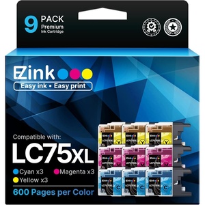 image:imageEZ Ink Compatible Ink Cartridge Replacement for Brother LC75 LC71 LC79 XL LC75 LC LC71 Compatible with MFCJ6510DW MFCJ6710DW MFCJ6910DW MFCJ280W 3 Cyan 3 Magenta 3 Yellow 9 Pack