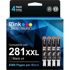image:imageEZ Ink Compatible Ink Cartridge Replacement for Canon 281 281XXL CLI281XXL CLI281 XXL Compatible with PIXMA TR7520 TR8520 TS6120 TS6220 TS6320 TS8120 TS9120 TS9521C TS702 Printer 4 Black