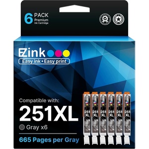 image:imageEZ Ink Compatible Ink Cartridge Replacement for Canon CLI251XL CLI 251 to use with PIXMA IP8720 MG7520 MG6320 MG7120 Printer Gray 6 Pack