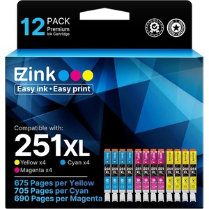 image:imageEZ Ink Compatible Ink Cartridge Replacement for Canon CLI251XL CLI 251 to use with PIXMA MX922 MX920 IP8720 IX6820 IP7220 MG5520 MG5420 MG7520 MG6320 Printer 4 Cyan 4 Magenta 4 Yellow 12 Pack
