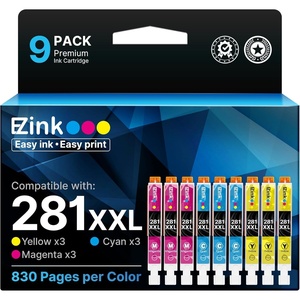 image:imageEZ Ink Compatible Ink Cartridge Replacement for Canon CLI281XXL CLI281XXL 281XXL to use with TR7520 TR8520 TS6120 TS6220 TS6320 TS8120 TS8220 TS9120 TS9520 TS9521C TS702 Printer 9 Pack