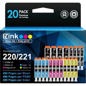 image:imageEZ Ink Compatible Ink Cartridge Replacement for Canon PGI220 PGI220 CLI221 CLI221 to use with MX870 MX860 MP620 MP560 MP980 4 Large Black 4 Cyan 4 Magenta 4 Yellow 4 Small Black 20 Pack