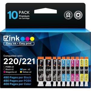 image:imageEZ Ink Compatible Ink Cartridge Replacement for Canon PGI220 PGI220 CLI221 CLI221 to use with PIXMA MX860 MX870 MP620 MP560 2 Large Black 2 Cyan 2 Magenta 2 Yellow 2 Small Black 10 Pack