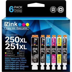 image:imageEZ Ink Compatible Ink Cartridge Replacement for Canon PGI250XL PGI 250 XL CLI251XL CLI 251 XL to use with Pixma IP8720 1 Large Black 1 Cyan 1 Magenta 1 Yellow 1 Small Black1 Gray 6 Pack