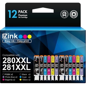 image:imageEZ Ink Compatible Ink Cartridge Replacement for Canon PGI280XXL CLI281XXL PGI 280XXL CLI 281XXL to use with PIXMA TS9120 TS8120 TS8220 PGBK Black Photo Blue Cyan Magenta Yellow 12 Pack