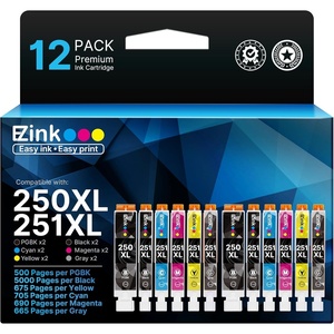 image:imageEZ Ink Compatible Ink Cartridges Replacement for Canon 250 251 PGI250XL CLI251XL to use with Pixma MG6320 MG7120 MG7520 IP8720 12 Pack 2 PGBK 2 Cyan 2 Magenta 2 Yellow 2 Black 2 Gray