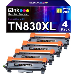 image:imageEZ Ink Compatible TN830XL Toner Cartridge Replacement for Brother TN830XL TN830 TN 830 Toner Cartridges with Brother DCPL2640DW HLL2460DW HLL2480DW HLL2400D HLL2405W Printer 4 x TN830XL Toner
