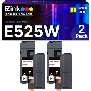 image:imageEZ Ink Compatible Toner Cartridge Replacement for Dell E525W E525 525w to use with E525w Wireless Color Printer for 593BBJX Black 2 Pack