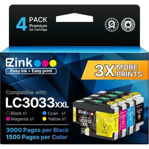 image:imageEZ Ink LC3033XXL Compatible Replacement for Brother LC3033 Ink Cartridges BKCMY LC3033 XXL LC3035 High Yield for MFCJ995DW MFCJ805DW MFCJ815DW MFCJ995DW XL MFCJ805DW XL Printer 4 Pack