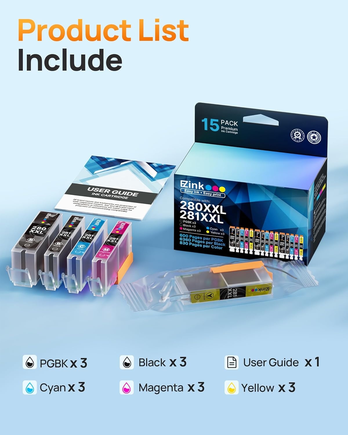 image:image15 Pack 280XXL 281XXL Ink Cartridges Replacement for Canon 281 Ink Cartridges 280 281 XXL to use with Canon TR8620a Ink Cartridges TR8520 TR8620 TR8600 TR8622a TR7520 TS702a TS6120 TS9520 TS9120