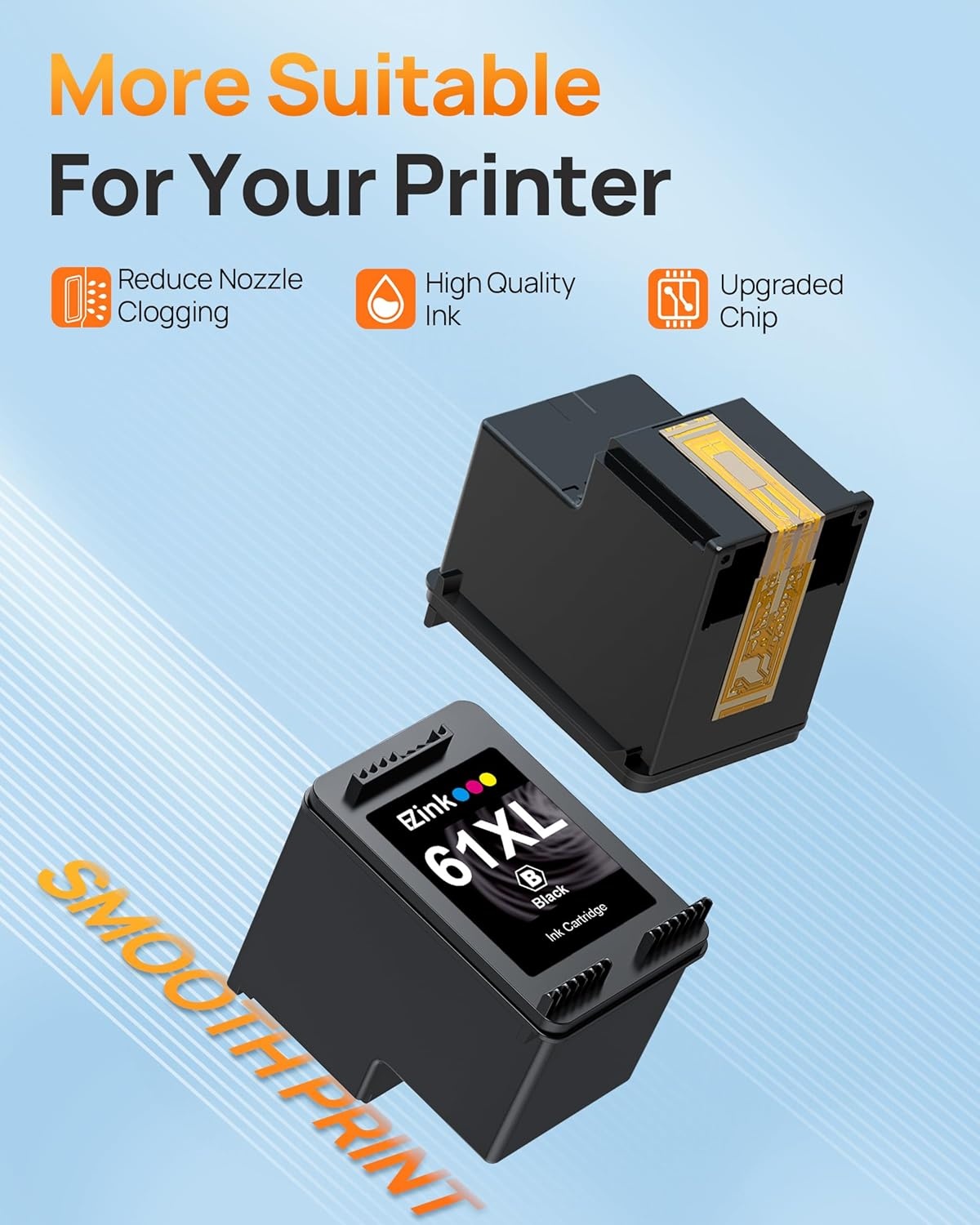 image:image61XL Ink Cartridges Remanufactured Replacement for HP Ink 61 61XL Ink Cartridges for HP Printers Envy 4500 5530 4502 4501 5535 OfficeJet 4630 4635 DeskJet 2540 1000 1010 1510 2 Black