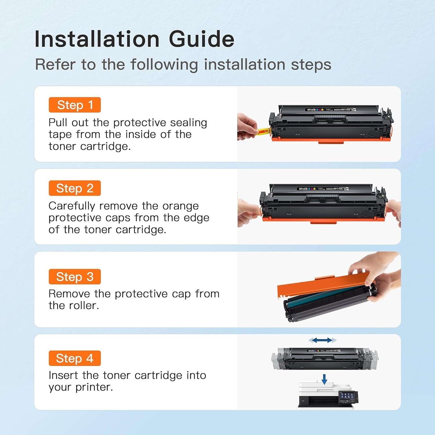image:imageEZ Ink 206X Toner Cartridges 4 Pack High Yield Compatible for HP 206X 206A W2110X W2110A to Use with HP Color LaserJet Pro MFP M283fdw M283cdw M283fdn M282nw M255dw M255nw M283 with Chip BCYM