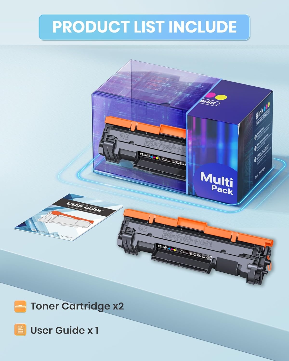 image:imageEZ Ink 48A CF248A Compatible Toner Cartridges Replacement for HP 48A Toner Cartridge Black CF248A to use with Pro M15w M28w M29w M31w M28a M29a M30w M15a M16a M16w Printer Black 2 Pack