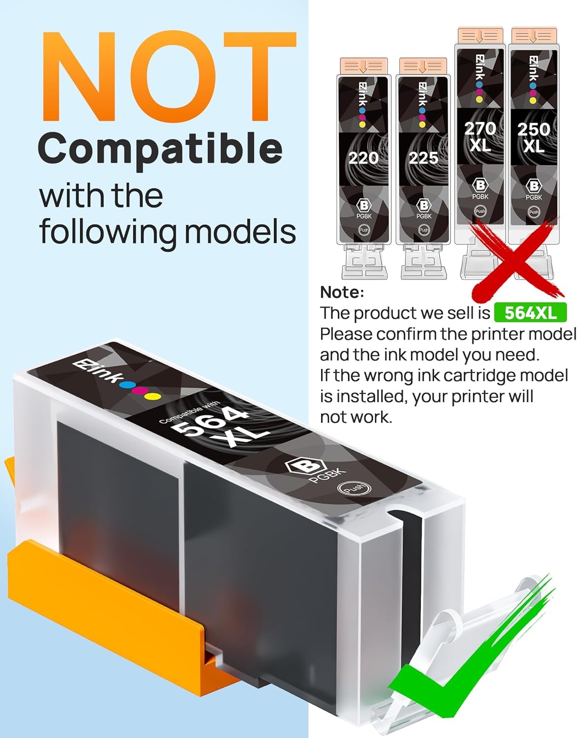 image:imageEZ Ink Compatible 564xl Ink cartridges for hp Printers Replacement for hp 564 Ink cartridges Combo Pack Black and Color for PhotoSmart 7520 7510 6510 6520 DeskJet 3520 3522 OfficeJet 4620 10Pack