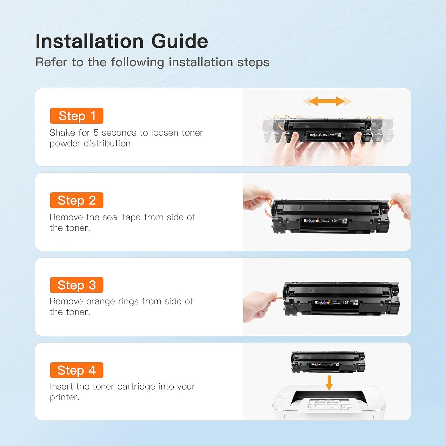 image:imageEZ Ink Compatible Toner Cartridge Replacement for Canon 125 CRG125 3484B001 to use with ImageClass LBP6030w ImageClass LBP6000 ImageClass MF3010 Laser Printer Black 2 Pack
