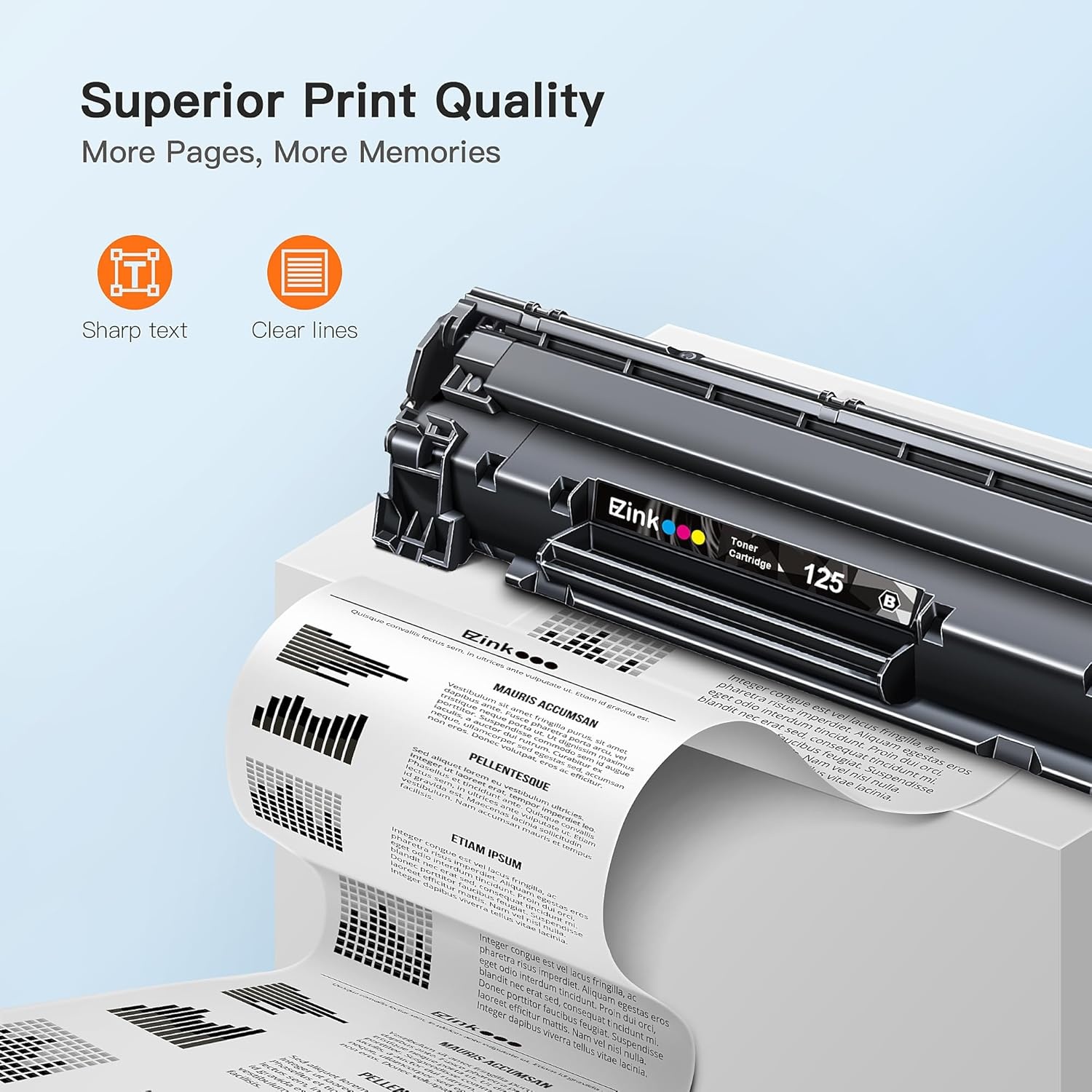 image:imageEZ Ink Compatible Toner Cartridge Replacement for Canon 125 CRG125 3484B001 to use with ImageClass LBP6030w ImageClass LBP6000 ImageClass MF3010 Laser Printer Black 2 Pack