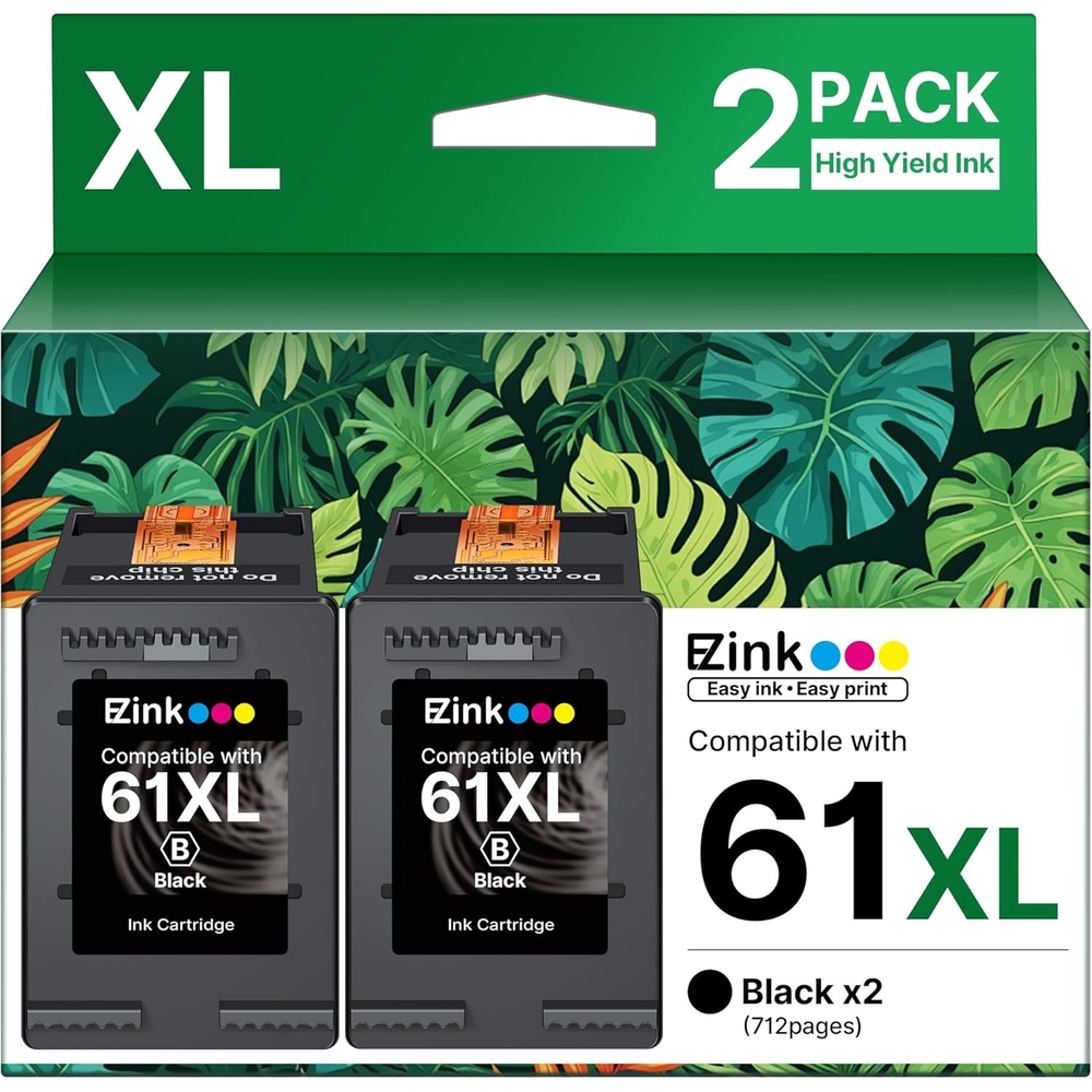 image:image61XL Ink Cartridges Remanufactured Replacement for HP Ink 61 61XL Ink Cartridges for HP Printers Envy 4500 5530 4502 4501 5535 OfficeJet 4630 4635 DeskJet 2540 1000 1010 1510 2 Black