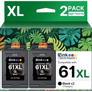 image:image61XL Ink Cartridges Remanufactured Replacement for HP Ink 61 61XL Ink Cartridges for HP Printers Envy 4500 5530 4502 4501 5535 OfficeJet 4630 4635 DeskJet 2540 1000 1010 1510 2 Black