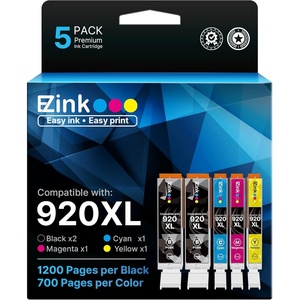 image:imageEZ Ink Compatible 920xl Ink Cartridges Combo Pack Replacement for HP 920XL 920 for use with Officejet 6500 6500A 6000 7000 7500 7500A E709 Printer 2 Black 1 Cyan 1 Magenta 1 Yellow 5 Pack