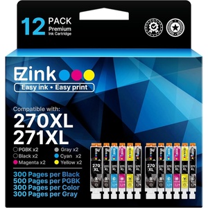 image:imageEZ Ink Compatible Ink Cartridge Replacement for Canon PGI270XL CLI271XL PGI 270 to use with PIXMA TS9020 TS8020 MG7720 2 Large Black2 Small Black2Cyan2 Magenta2 Yellow2 Gray 12 Pack