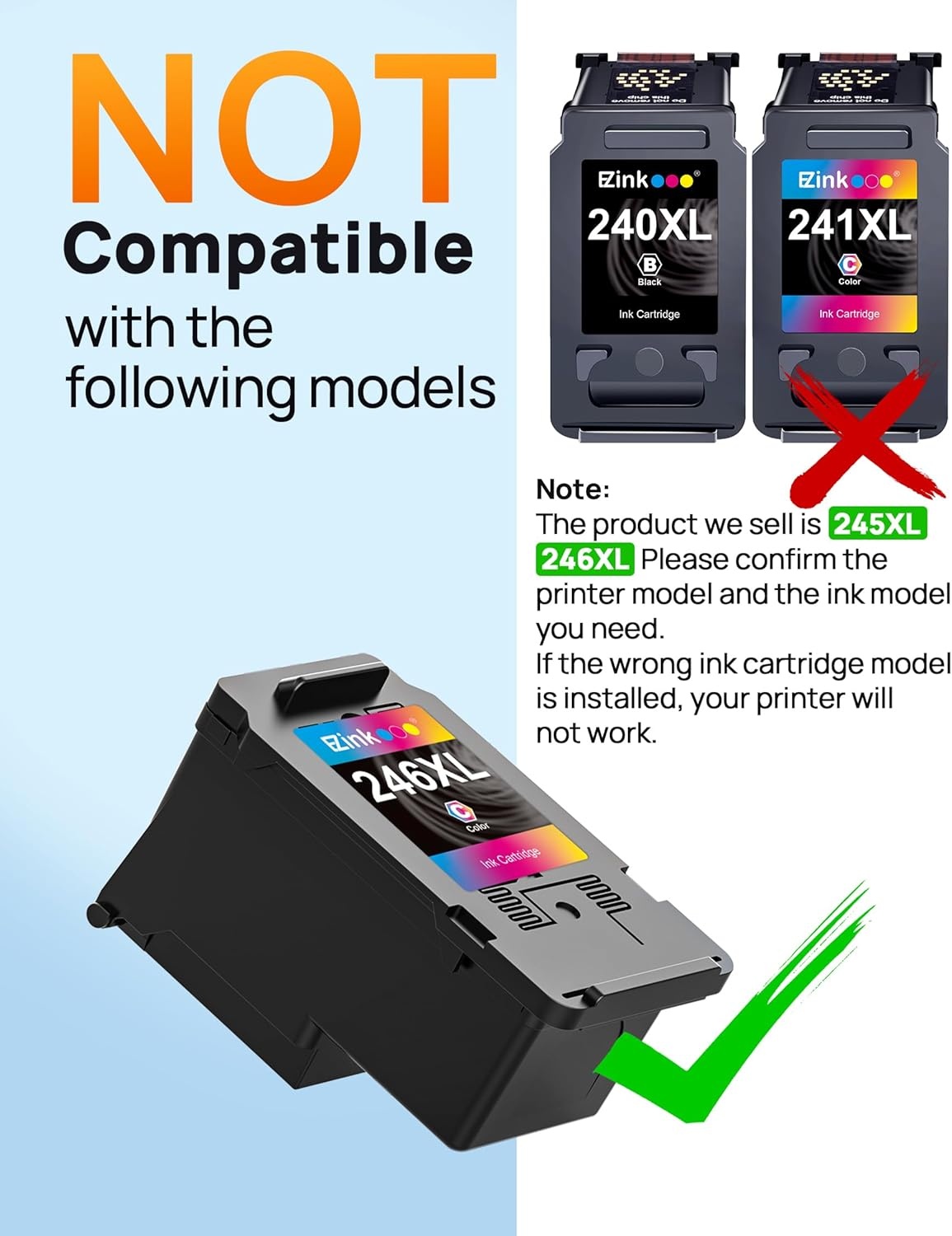 image:imageEZ Ink 245XL Ink Cartridge Replacement for Canon 245XL Black Ink PG245XL PG245XL 2 Black Works with Canon MG2522 Printer Ink Cartridges PIXMA MX490 MX492 TR4520 TR4500 TS3322 TS3122 TS202 TS302