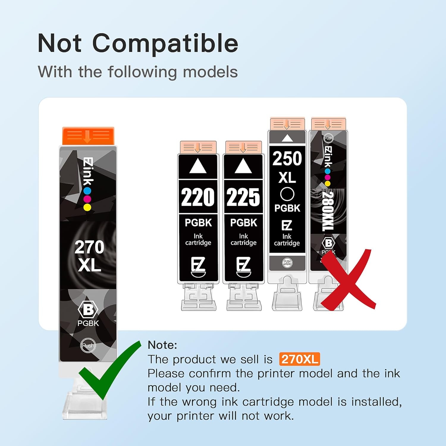 image:imageEZ Ink Compatible Ink Cartridge Replacement for Canon CLI271XL CLI 271 XL Compatible with PIXMA TS8020 TS9020 MG7720 Printer Gray 3 Pack