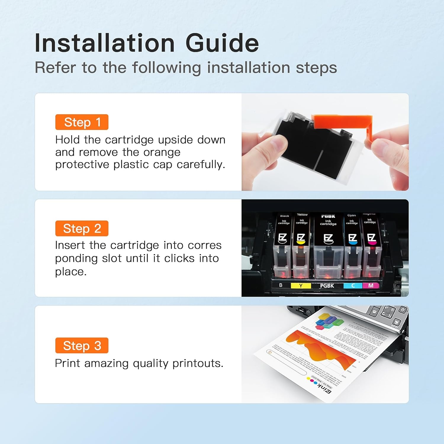 image:imageEZ Ink Compatible Ink Cartridge Replacement for Canon CLI271XL CLI 271 XL Compatible with PIXMA TS8020 TS9020 MG7720 Printer Gray 3 Pack