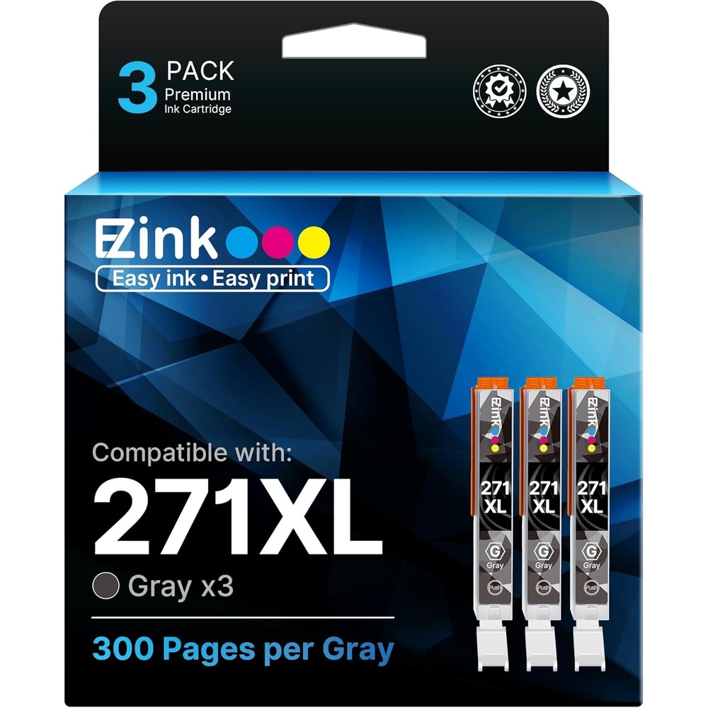 image:imageEZ Ink Compatible Ink Cartridge Replacement for Canon CLI271XL CLI 271 XL Compatible with PIXMA TS8020 TS9020 MG7720 Printer Gray 3 Pack